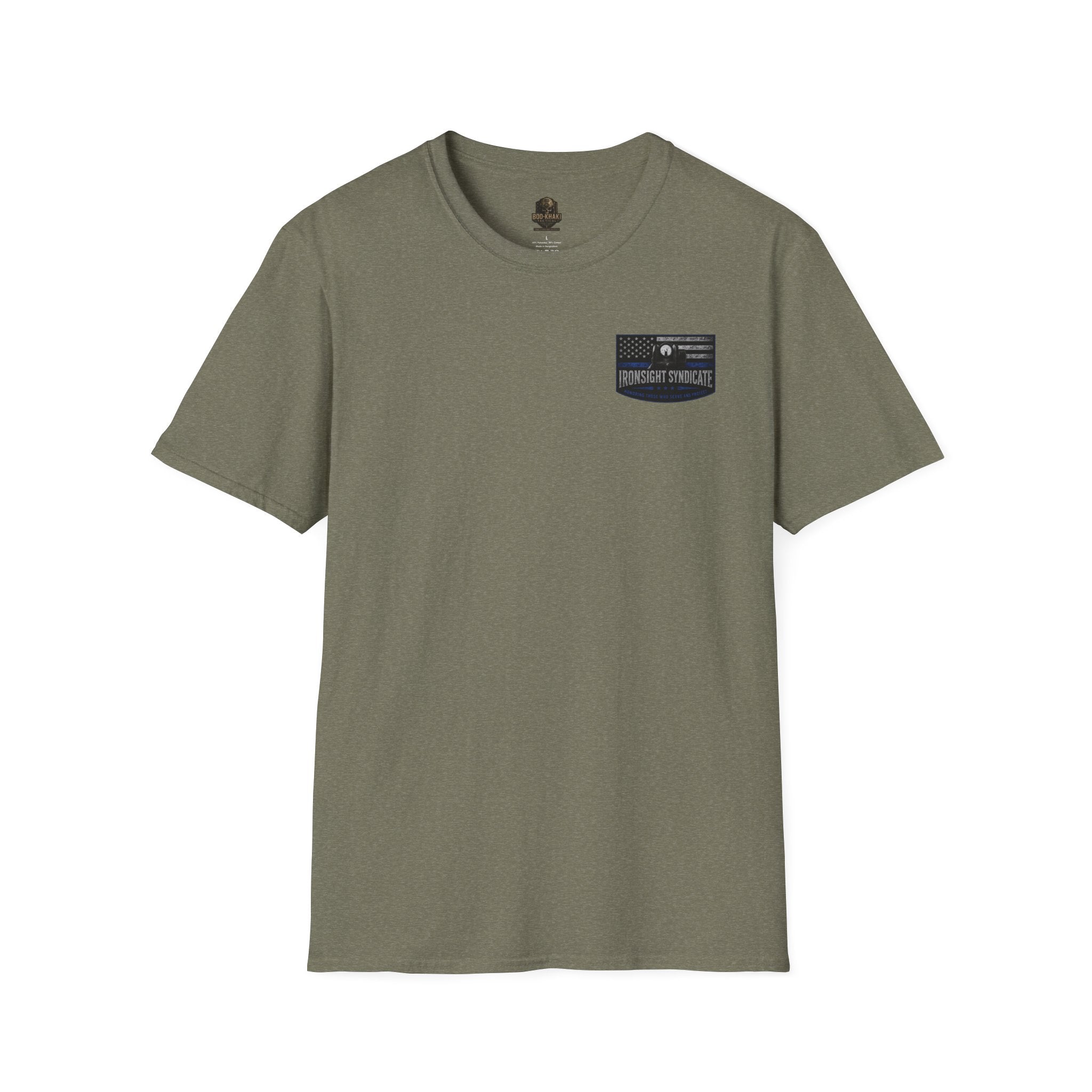 Thin Blue Line- In honor of our Brothers and Sisters in Blue T-Shirt | Patriotic Military Graphic Tee for Veterans & Patriots, Adult (13 and up), unisex