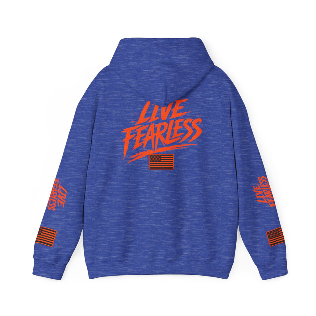 Live Fearless Hoodie (Orange)| Premium Heavy Weight-Military-Inspired Patriotic Hoodie | Ironsight Syndicate