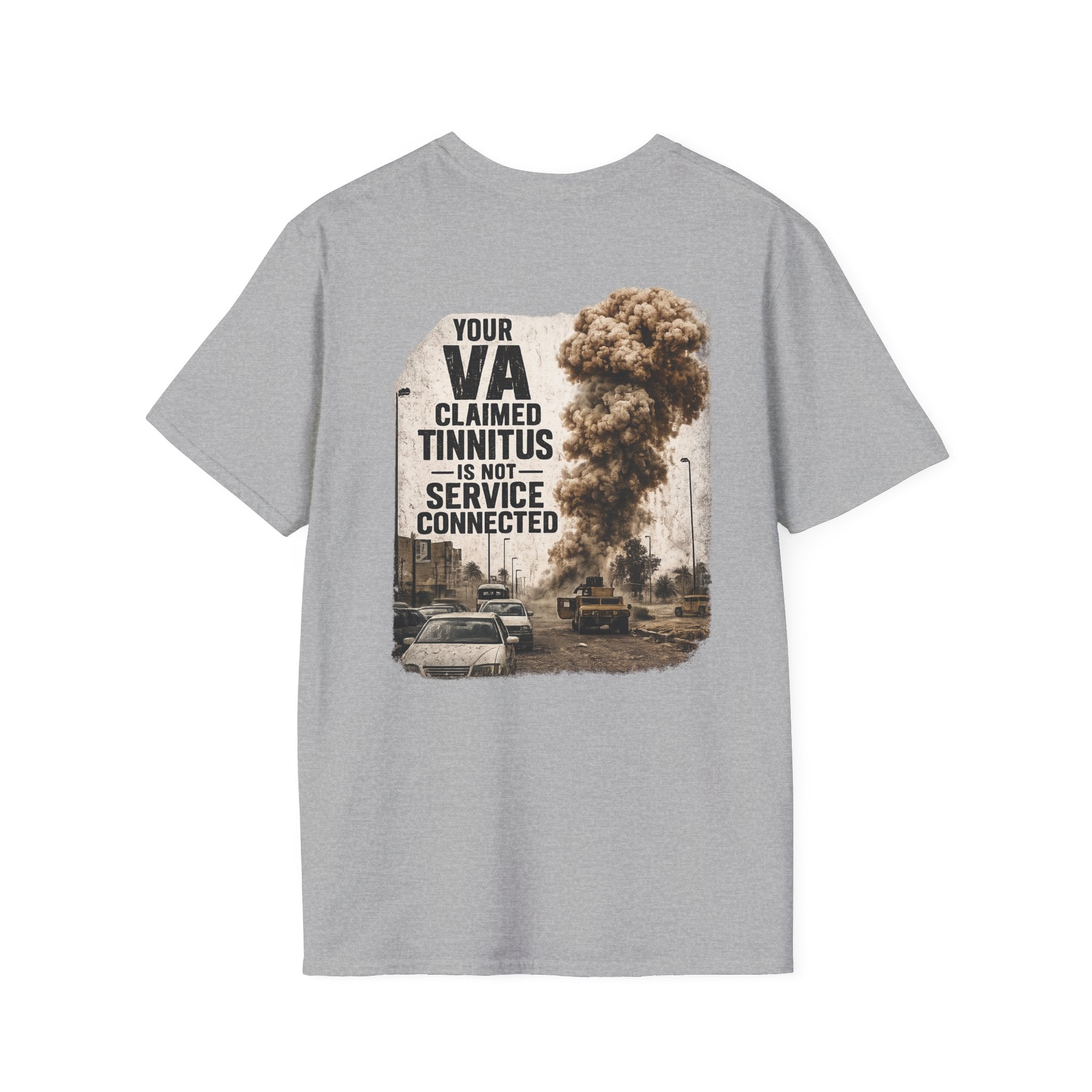 VA Tinnitus Claim is Not Service Connected T-Shirt - Sport Grey | Ironsight Syndicate