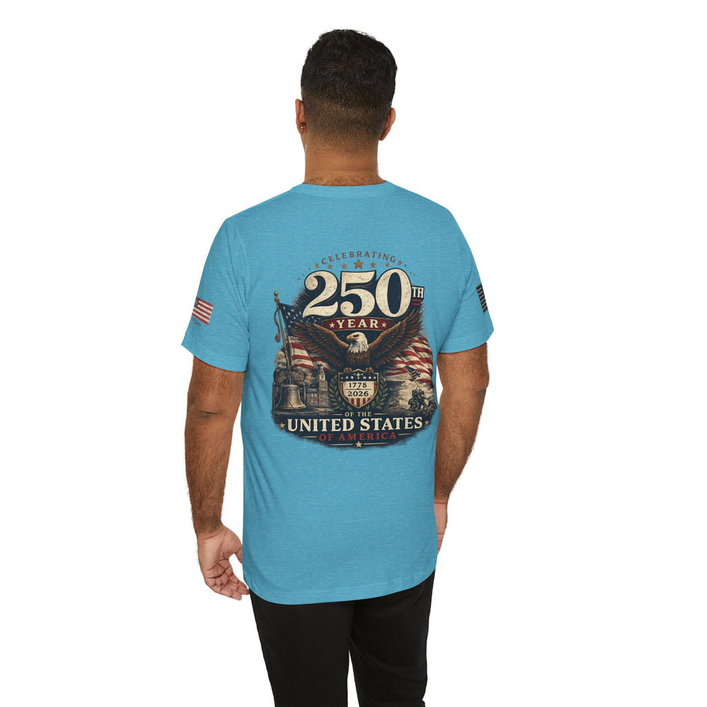 America 250th Anniversary T-Shirt | Patriotic Eagle & American Flag Shirt | 1776-2026 United States Tee front and back