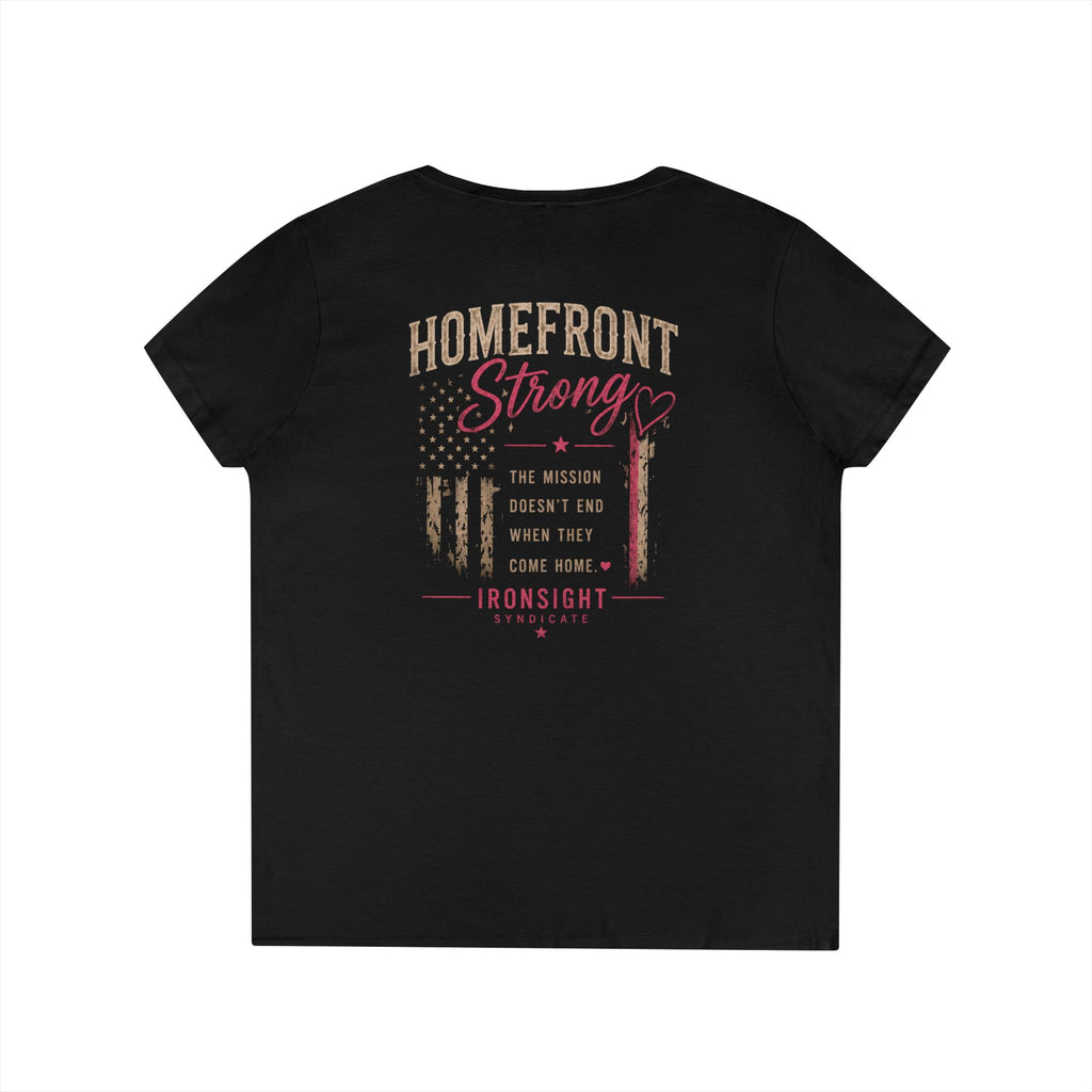 Homefront Strong Ladies' V-Neck T-Shirt — Patriotic Flag Graphic Tee