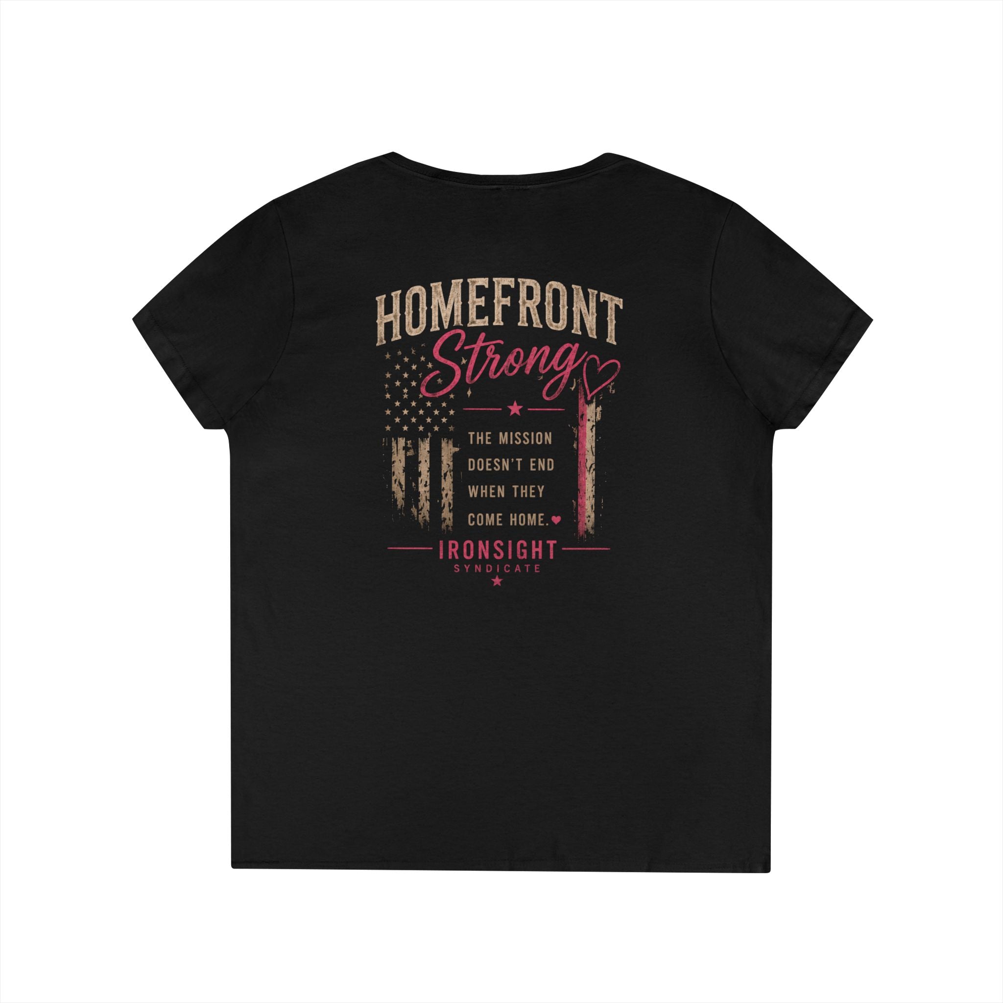 Homefront Strong Ladies' V-Neck T-Shirt — Patriotic Flag Graphic Tee