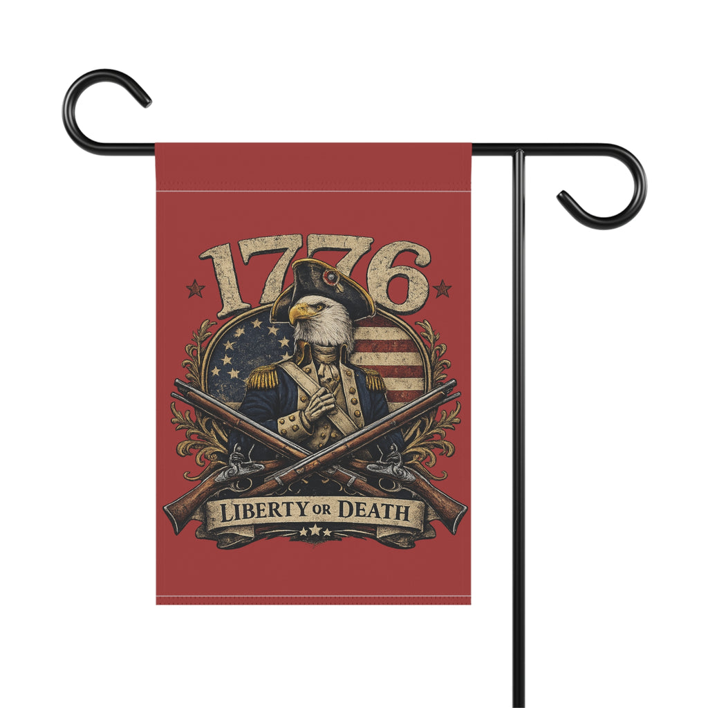 Eagle Red 1776 Garden Flag – 'Liberty or Death' Eagle House Banner