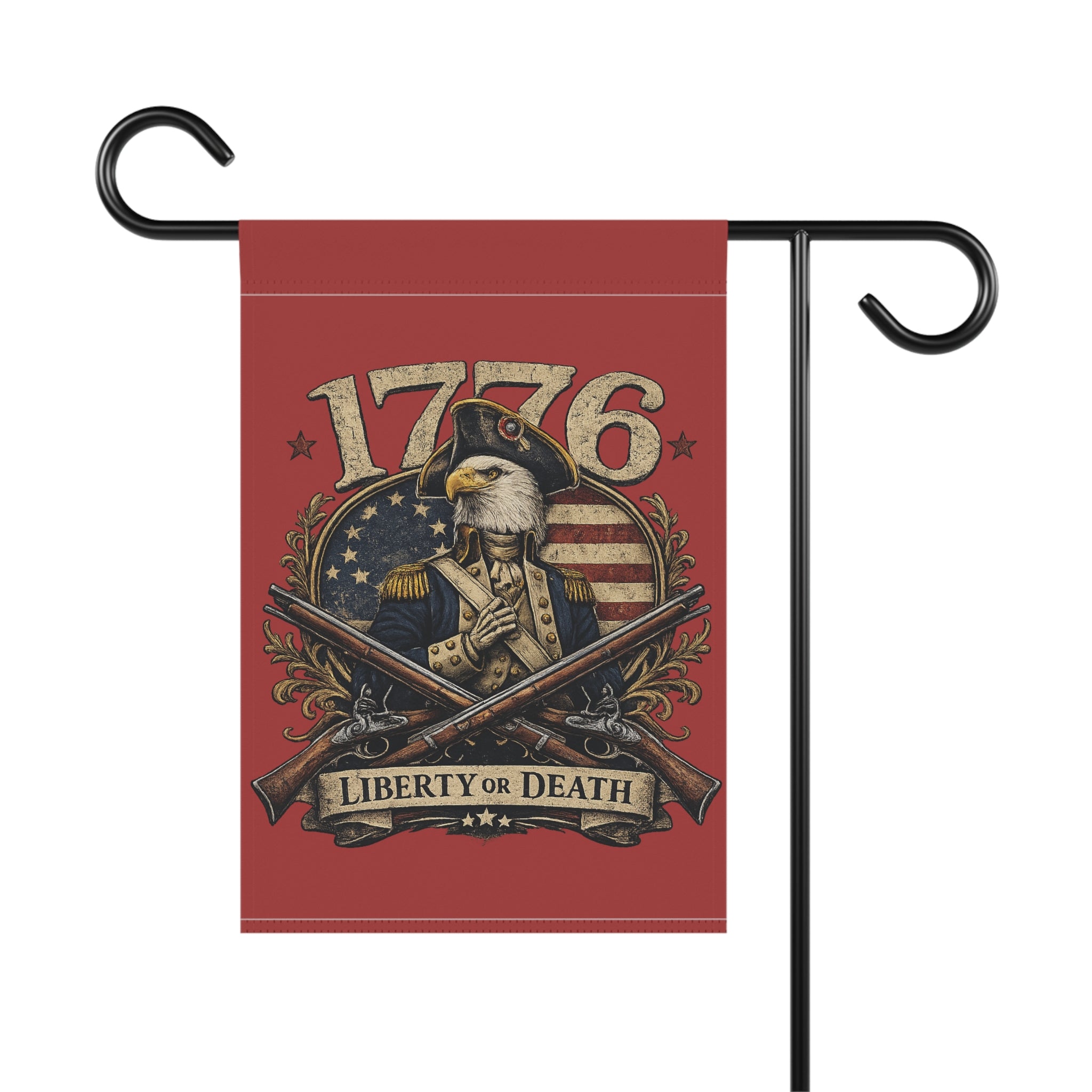 Eagle Red 1776 Garden Flag – 'Liberty or Death' Eagle House Banner