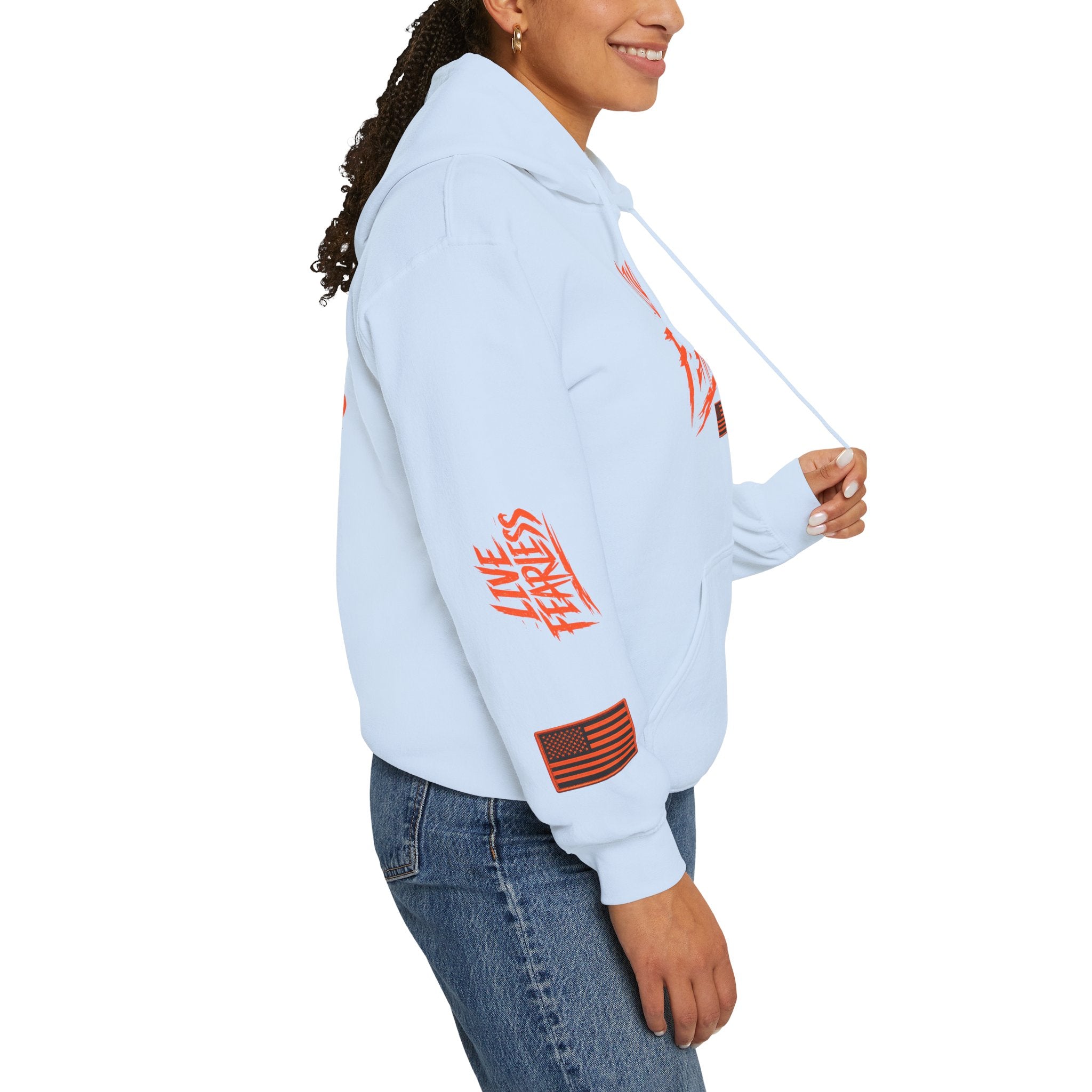 Live Fearless Hoodie (Orange)| Premium Heavy Weight-Military-Inspired Patriotic Hoodie | Ironsight Syndicate