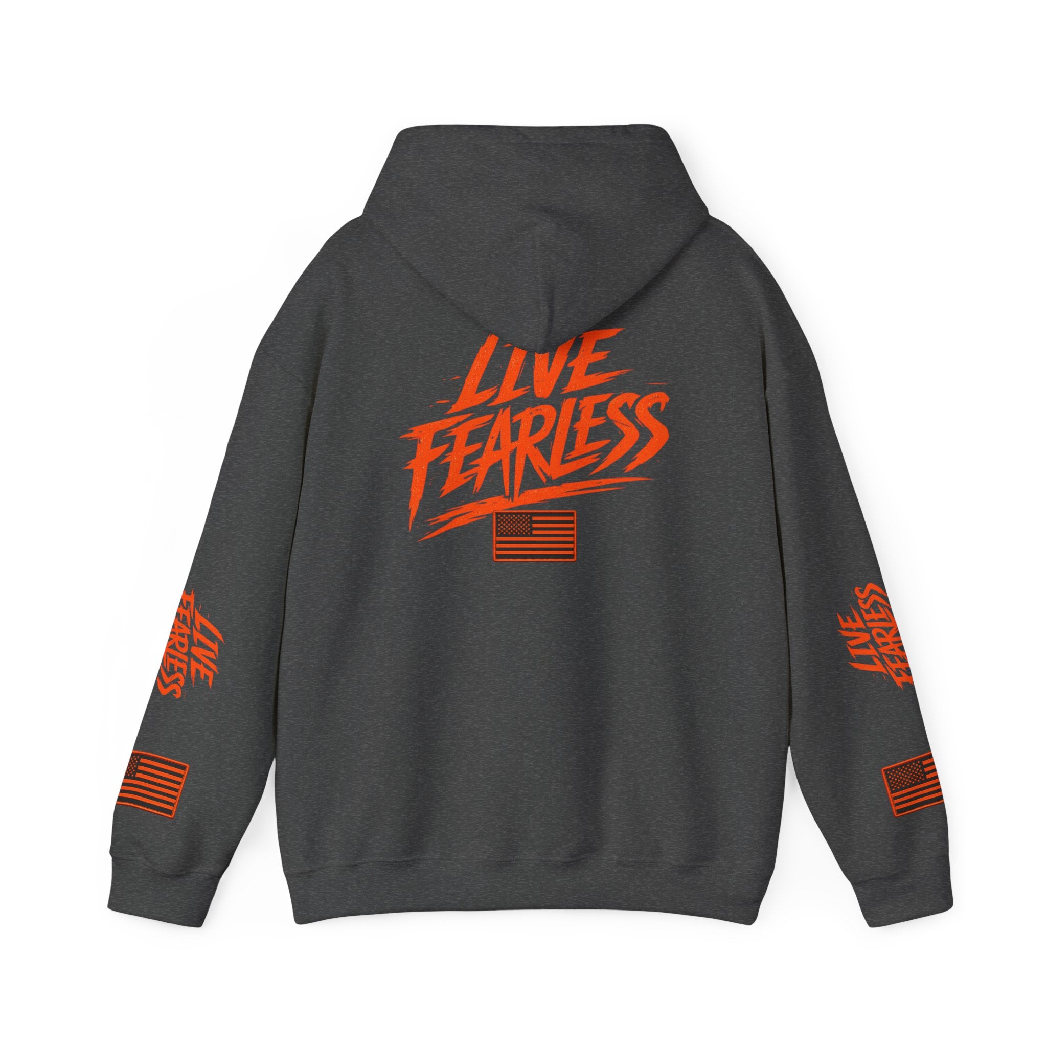 Live Fearless Hoodie (Orange)| Premium Heavy Weight-Military-Inspired Patriotic Hoodie | Ironsight Syndicate