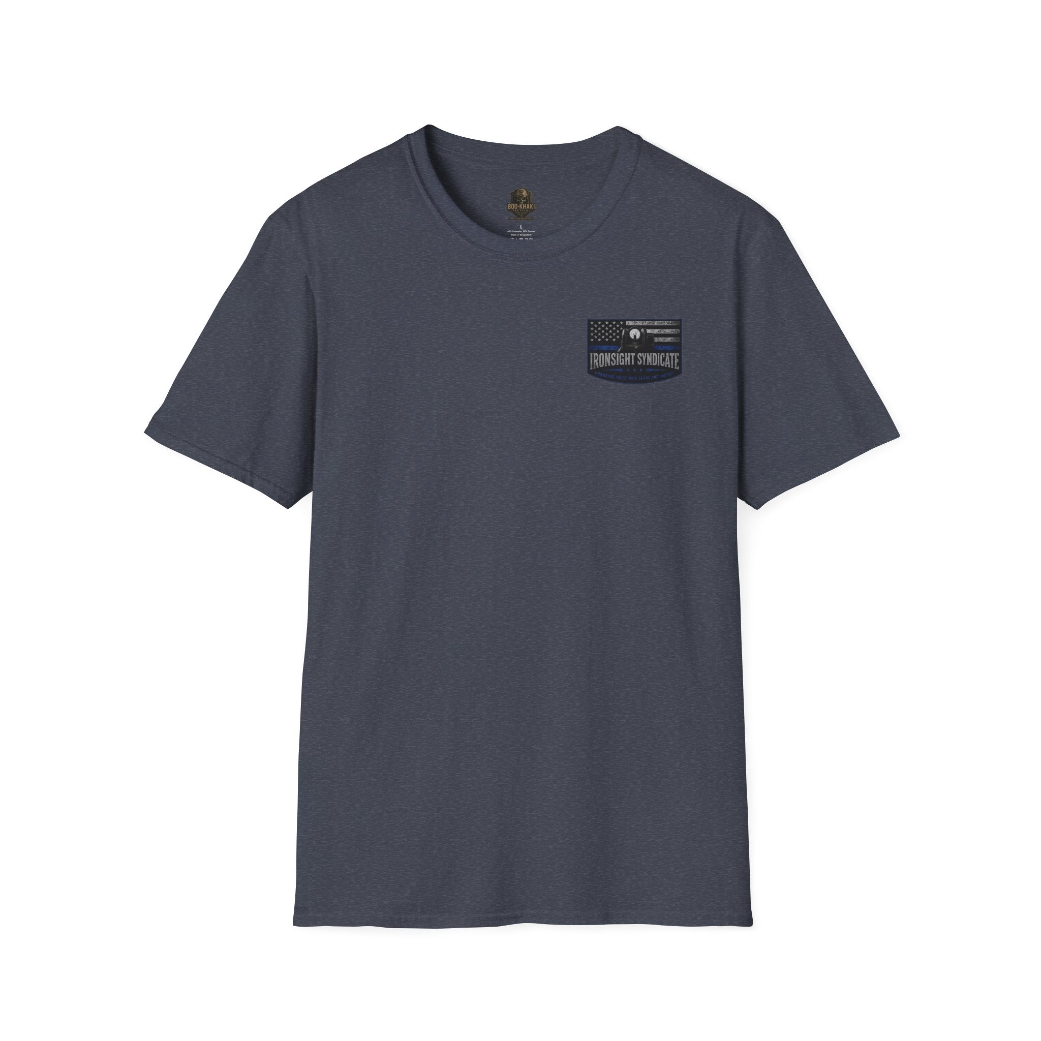 Thin Blue Line- In honor of our Brothers and Sisters in Blue T-Shirt | Patriotic Military Graphic Tee for Veterans & Patriots, Adult (13 and up), unisex