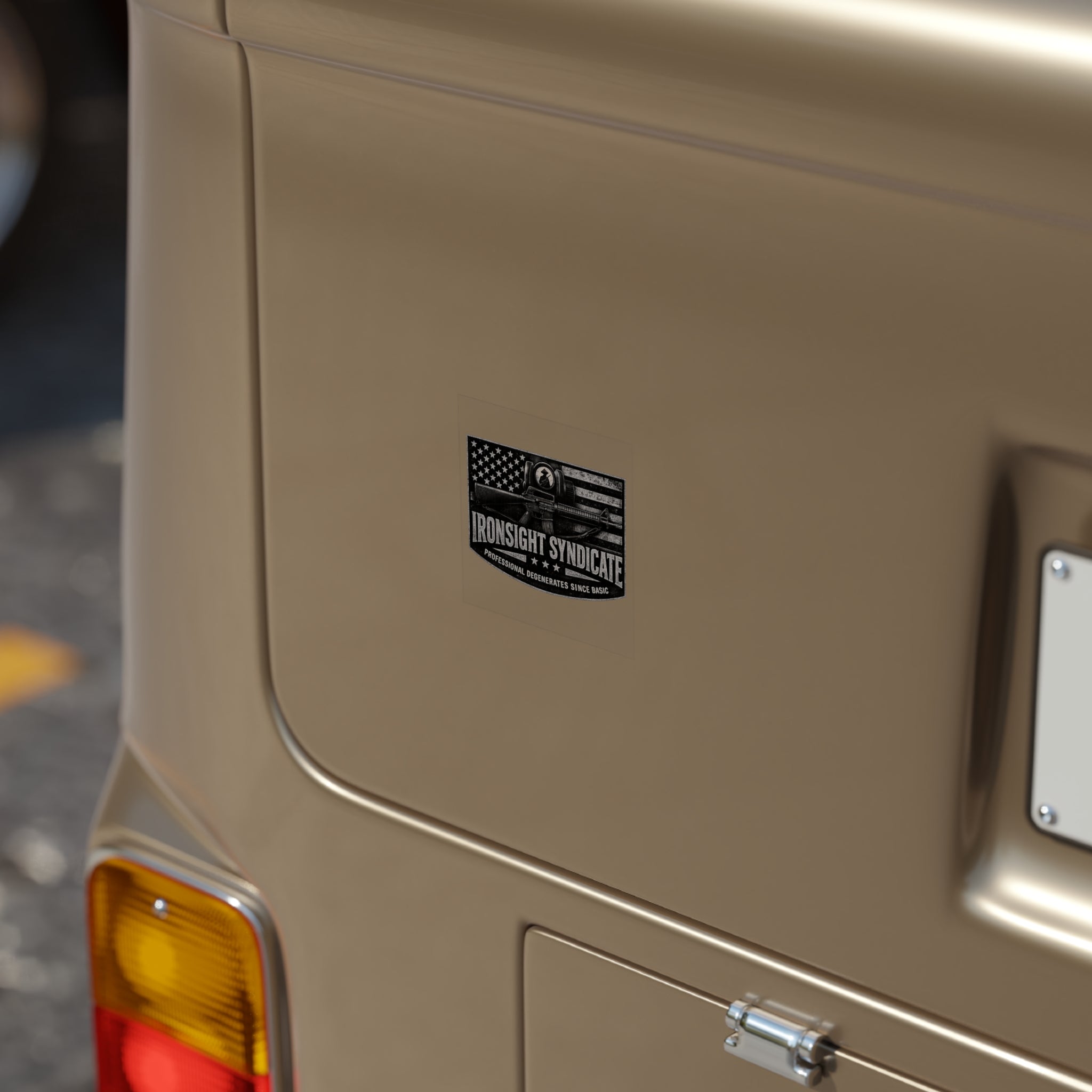 Lead Farmer Ironsight Syndicate Outdoor Sticker — Waterproof Transparent Square Decal