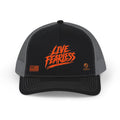Live Fearless Trucker Hat - Black / Charcoal | Ironsight Syndicate