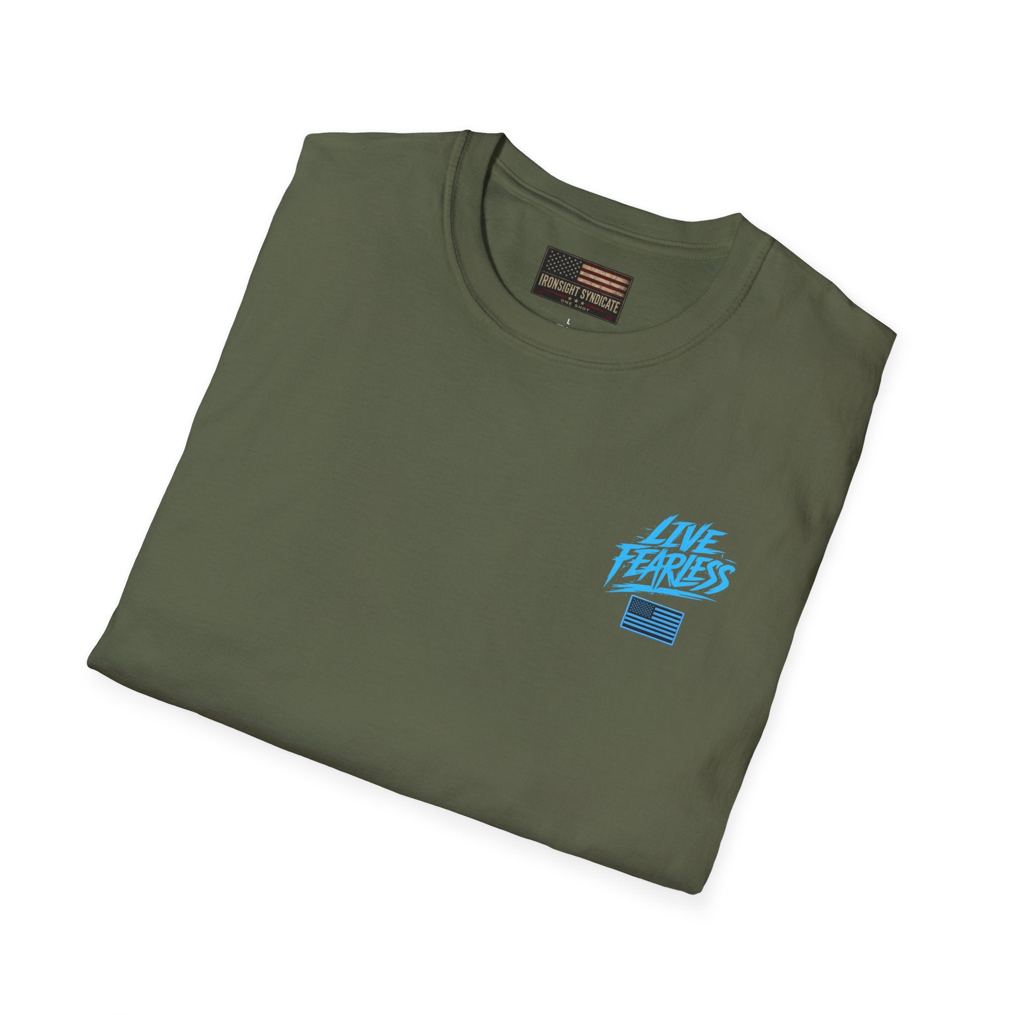 Live Fearless (Blue) Military-Inspired Graphic T-Shirt