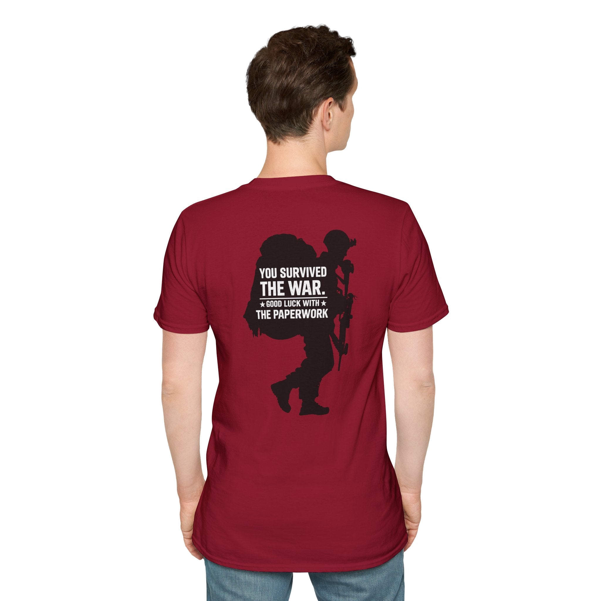 You Survived the War, Good Luck with the Paperwork T-Shirt (Black Graphic)