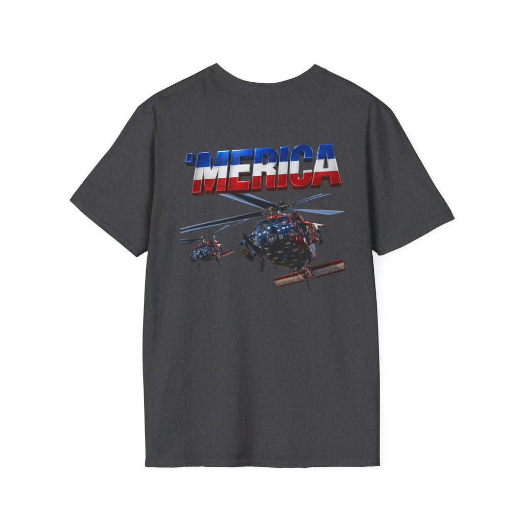 MH-60 Liberty Hawk! Patriotic Ironsight Syndicate T-Shirt | Patriotic Military Graphic Tee for Veterans & Patriots, Adult (13 and up), unisex