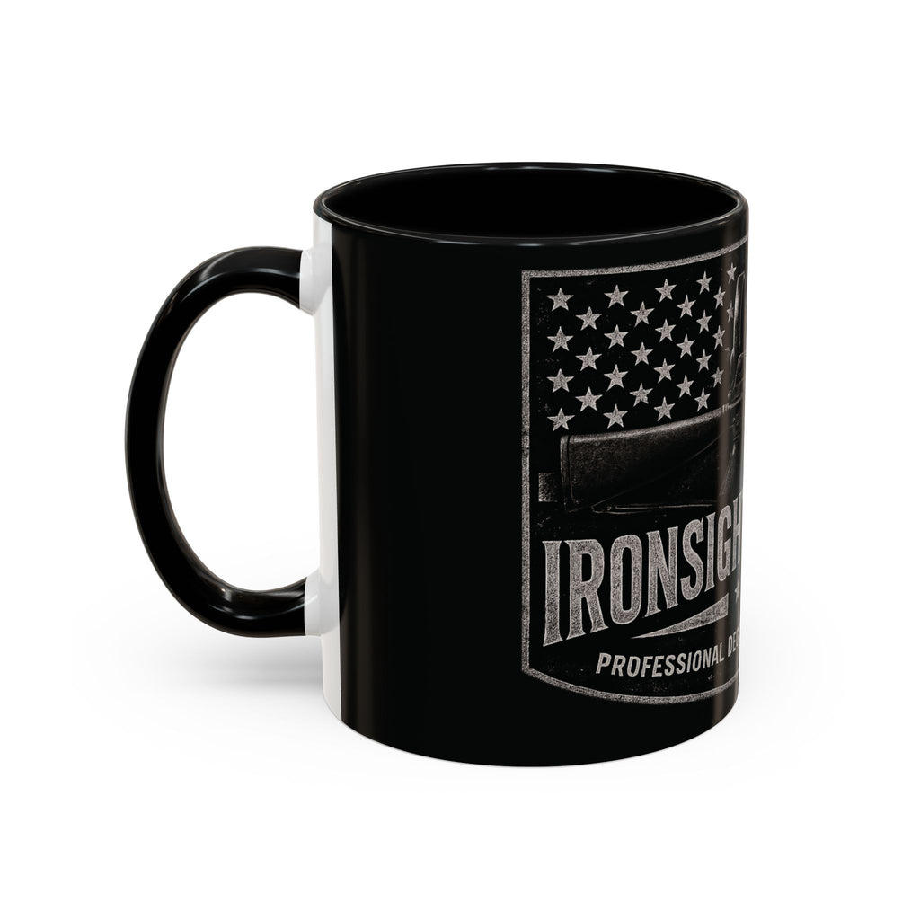 Tactical Coffee Mug — 'Ironsight Syndicate' Black Accent Military Flag Design (11/15oz)