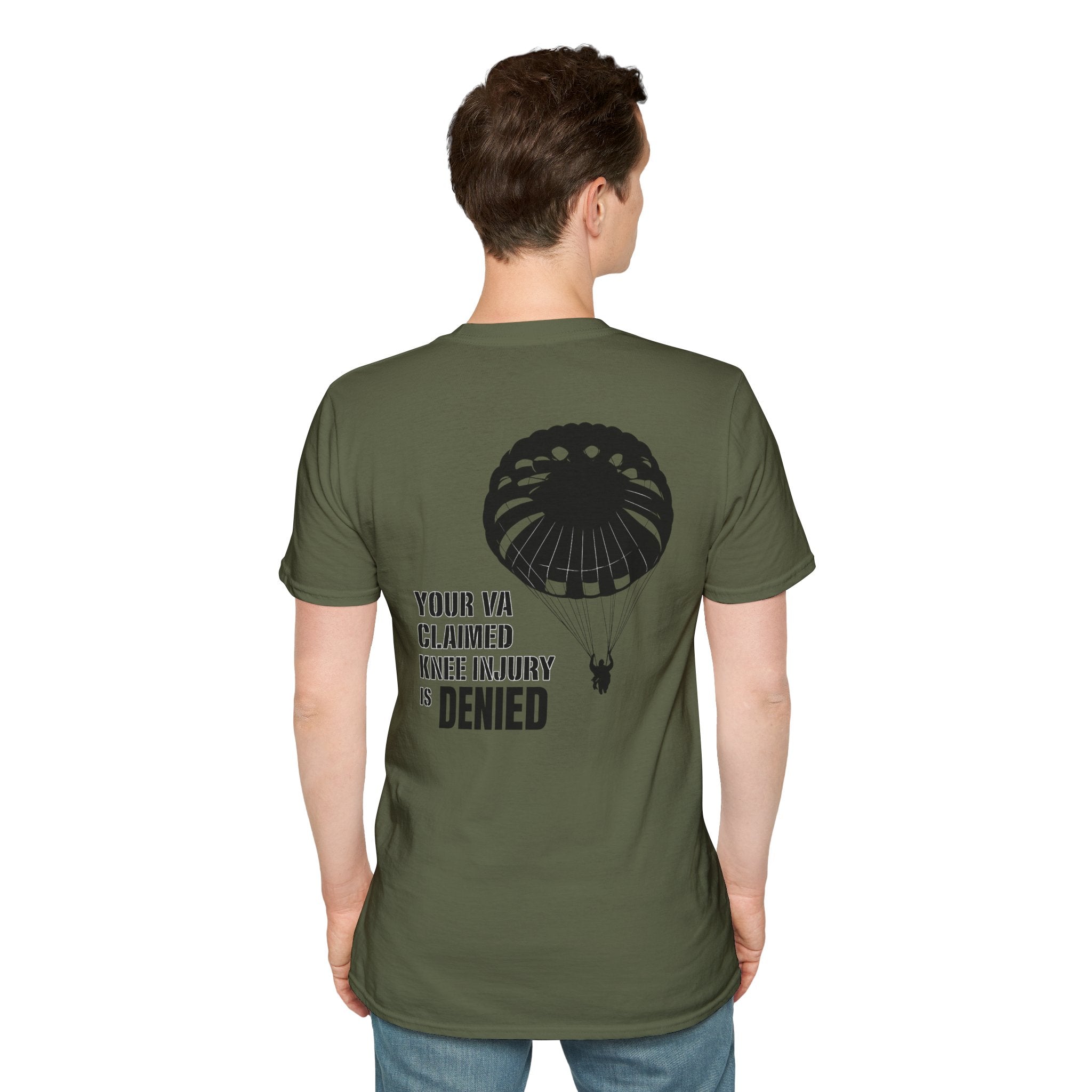 VA Knee Injury Claim Is Denied T-Shirt (Black Graphic) | Ironsight Syndicate