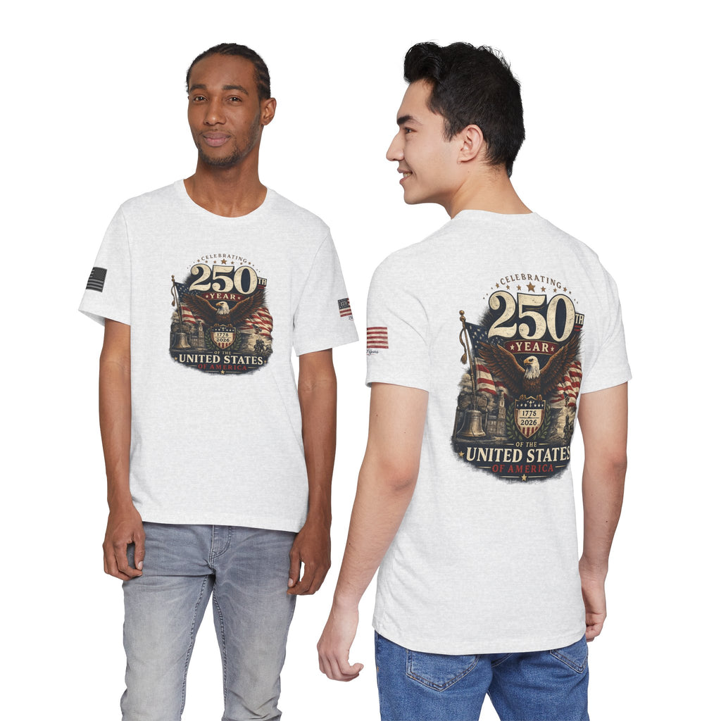 America 250th Anniversary T-Shirt | Patriotic Eagle & American Flag Shirt | 1776-2026 United States Tee front and back
