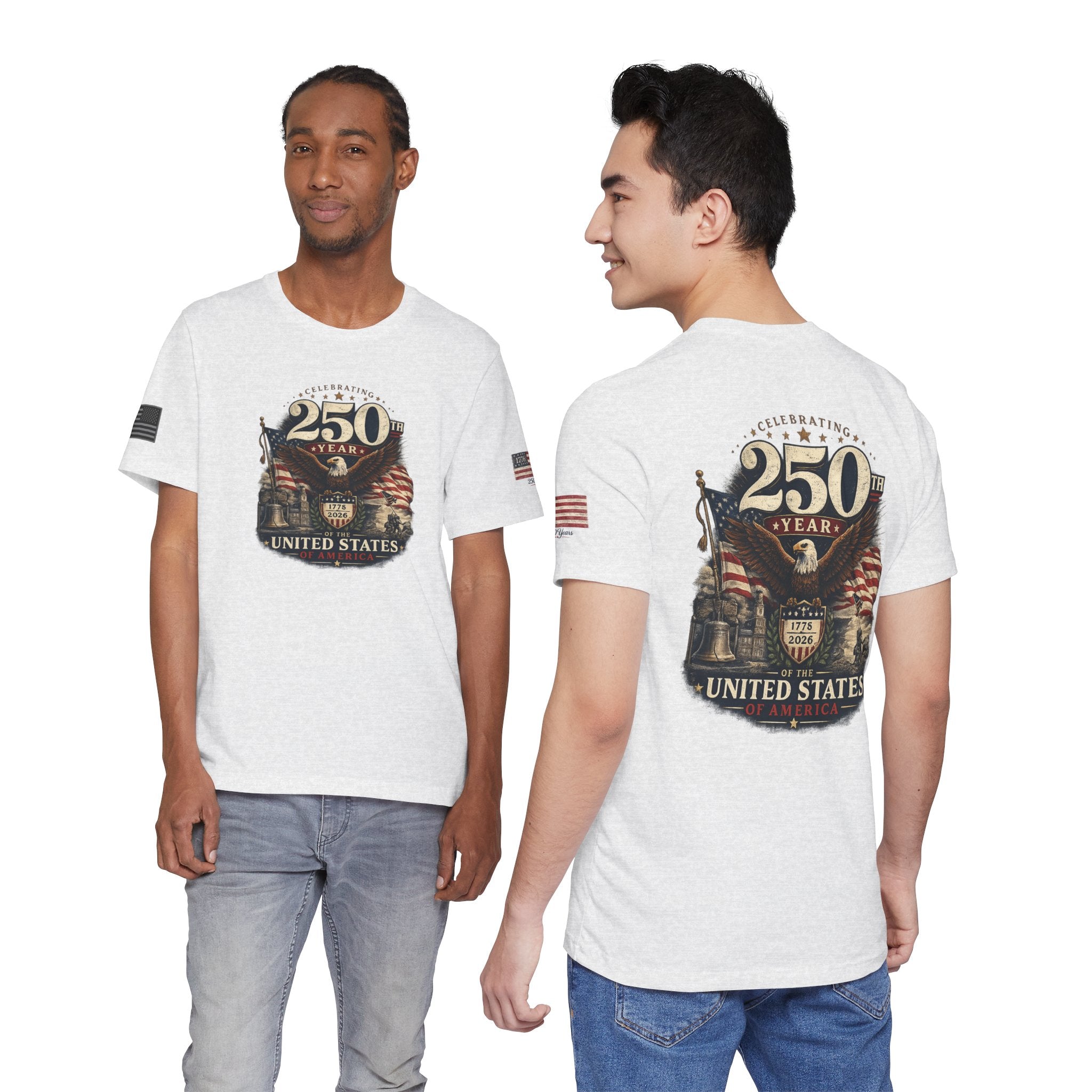America 250th Anniversary T-Shirt | Patriotic Eagle & American Flag Shirt | 1776-2026 United States Tee front and back