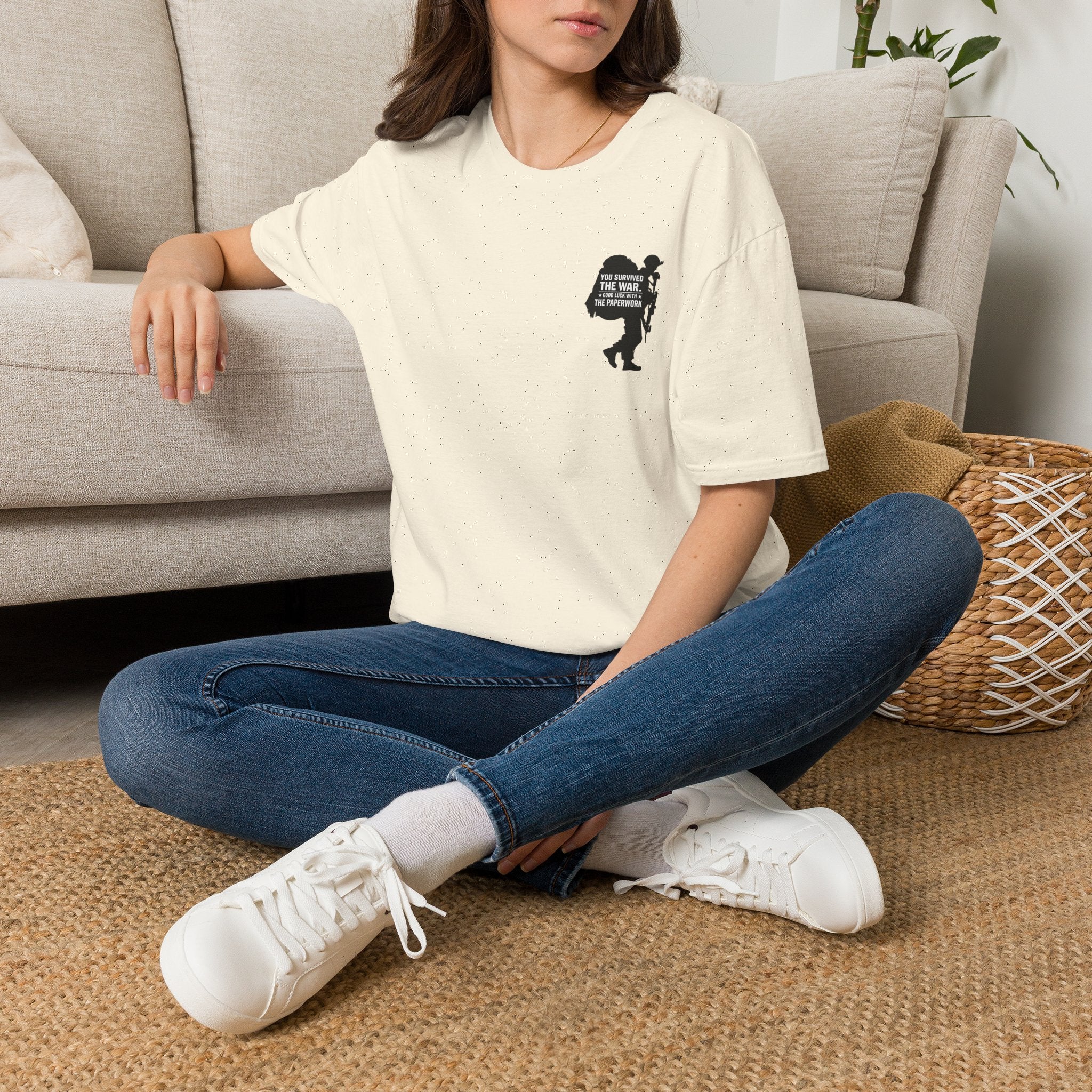 You Survived the War Good Luck With The Paperwork T-Shirt (Black Graphic) - Natural