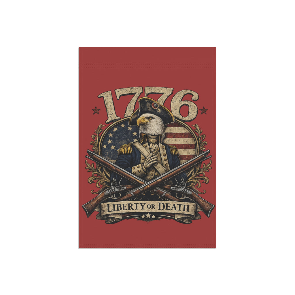 Eagle Red 1776 Garden Flag – 'Liberty or Death' Eagle House Banner