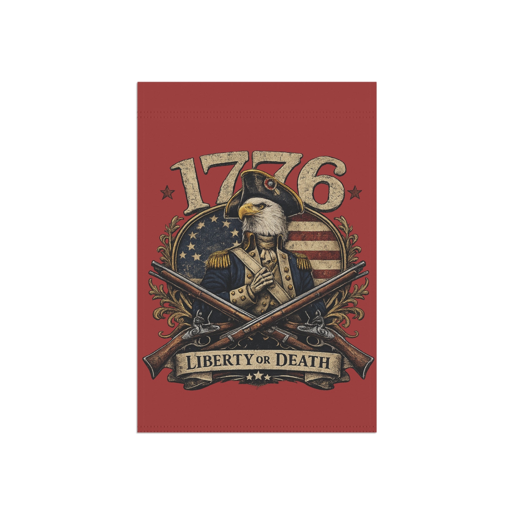 Eagle Red 1776 Garden Flag – 'Liberty or Death' Eagle House Banner