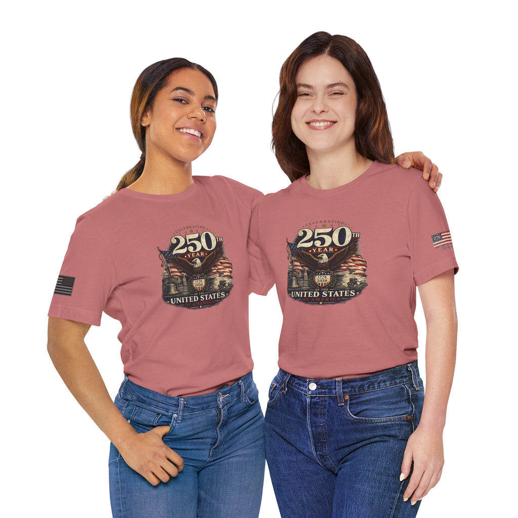America 250th Anniversary T-Shirt | Patriotic Eagle & American Flag Shirt | 1776-2026 United States Tee front and back