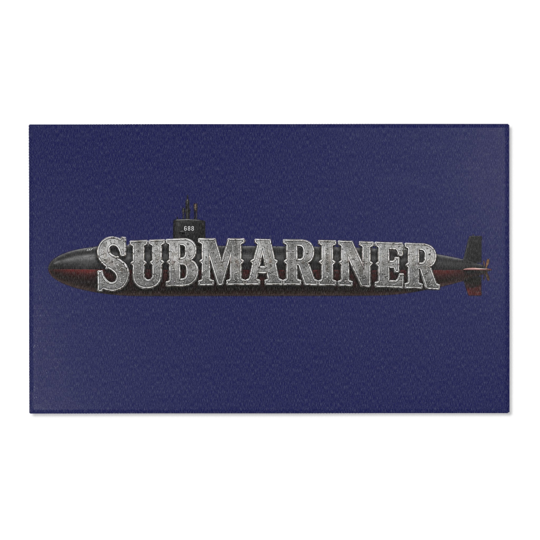 Submariner Navy Area Rug - Vintage Submarine Graphic - 60 x 36 in | Ironsight Syndicate
