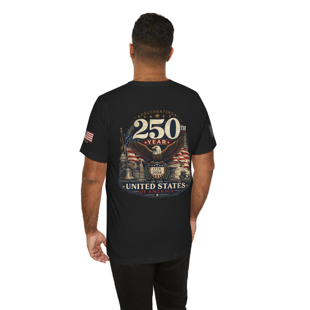 America 250th Anniversary T-Shirt | Patriotic Eagle & American Flag Shirt | 1776-2026 United States Tee front and back