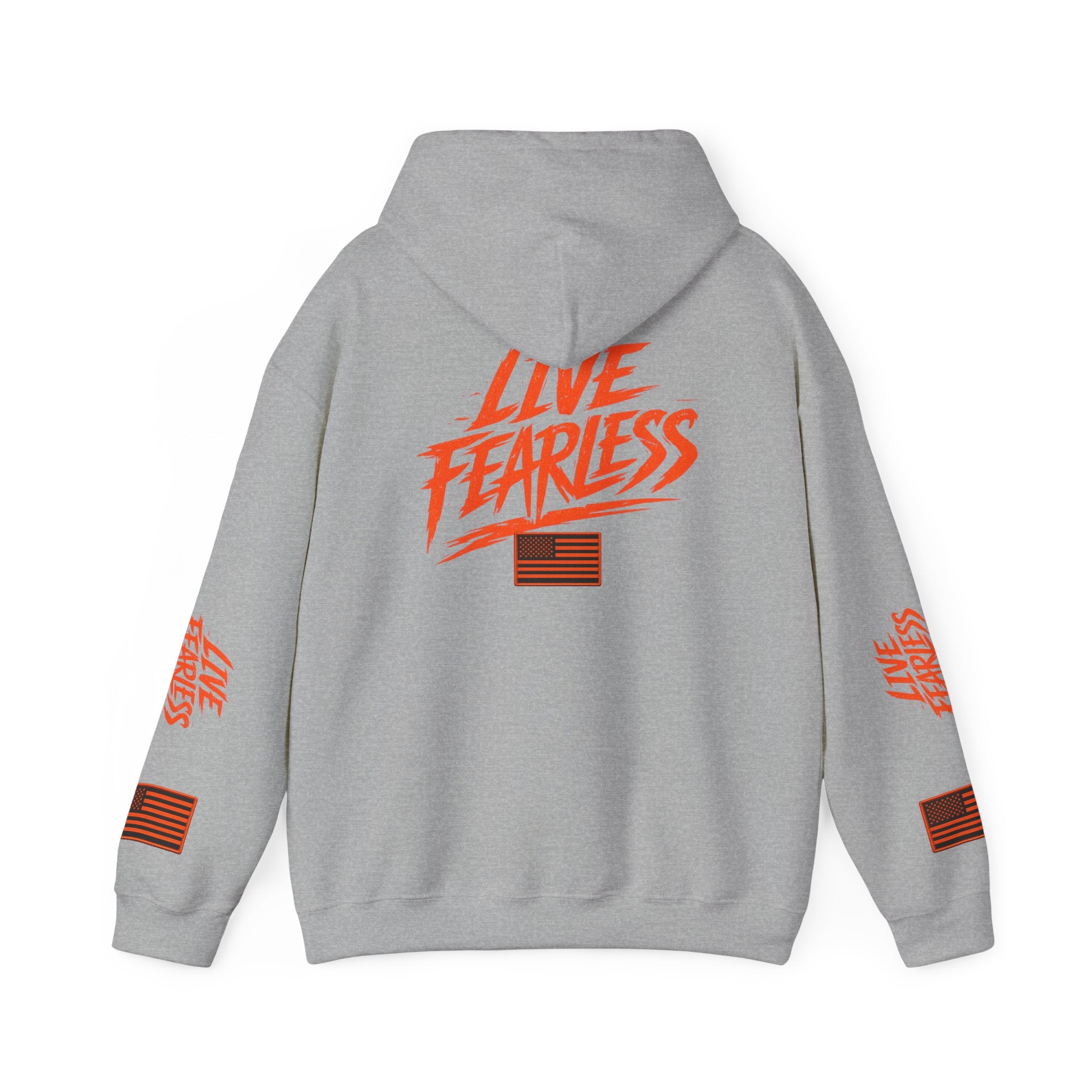 Live Fearless Hoodie (Orange)| Premium Heavy Weight-Military-Inspired Patriotic Hoodie | Ironsight Syndicate