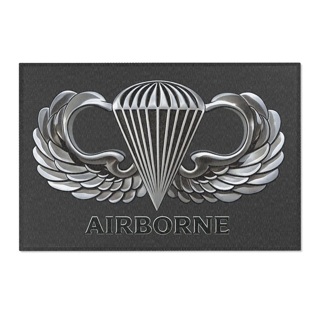 Airborne Wing Area Rug — Military Honor Floor Mat — Army Veteran Home Decor — Ironsight Syndicate