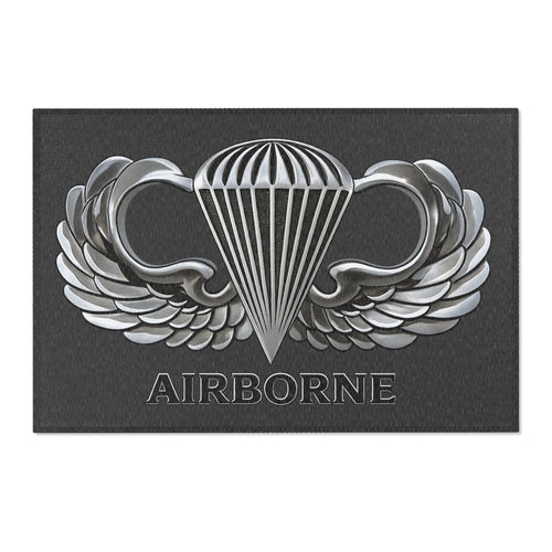 Airborne Wing Area Rug — Military Honor Floor Mat — Army Veteran Home Decor — Ironsight Syndicate