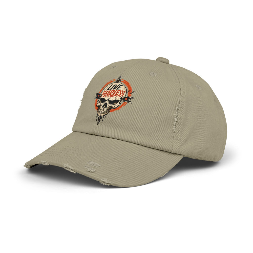 Live Fearless Distressed Cap — Vintage Skull Baseball Hat | Ironsight Syndicate