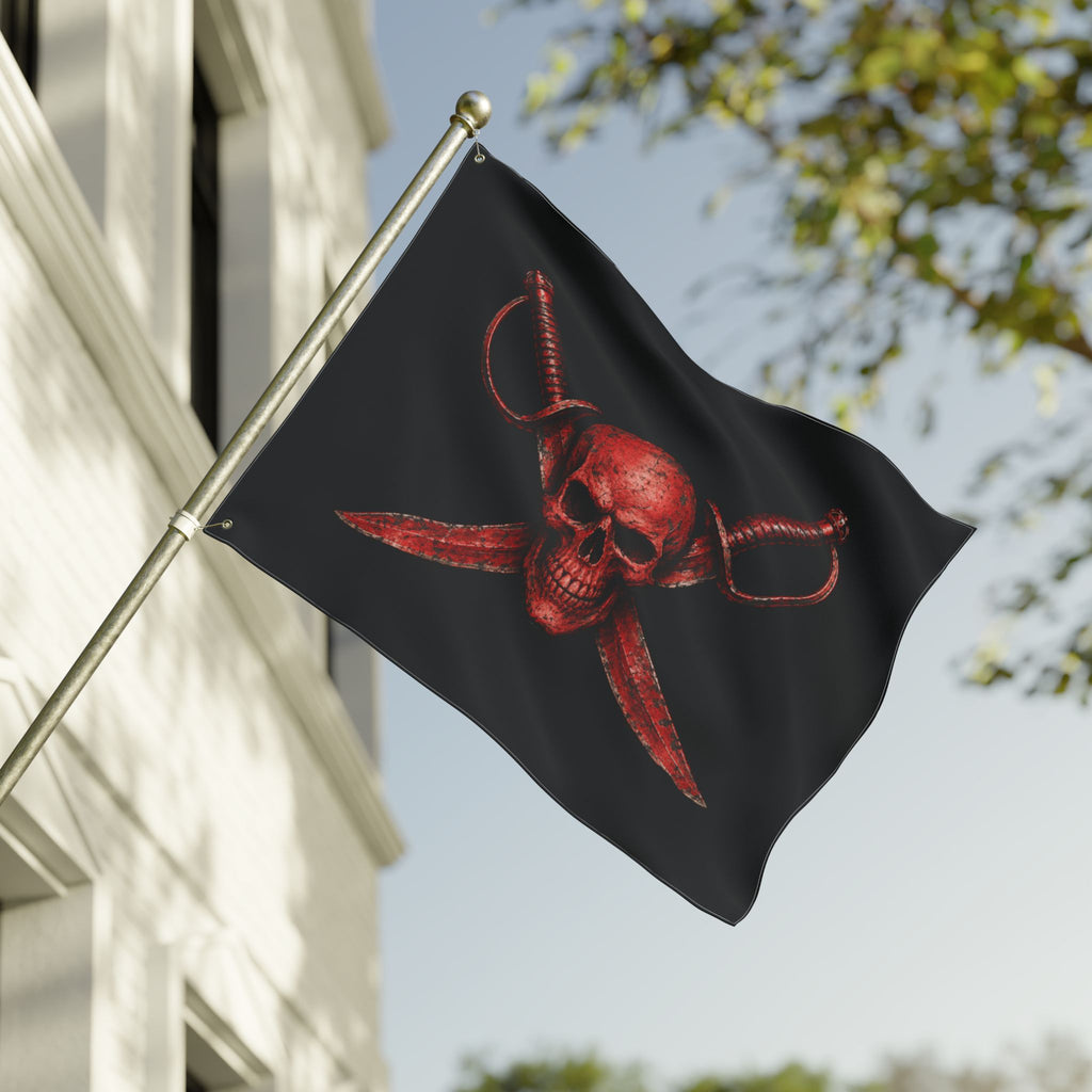 Blood Red Jolly Rogers- Double-Sided Pirate Emblem Banner