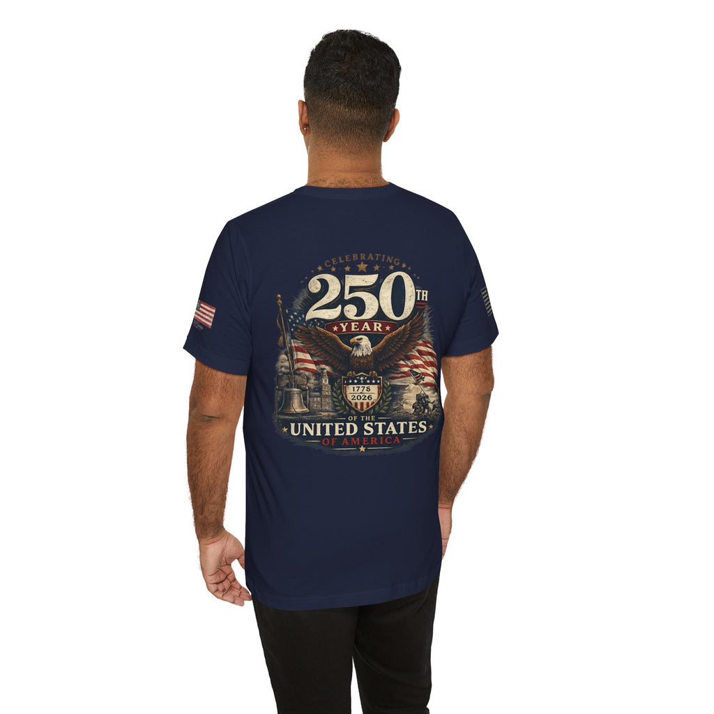 America 250th Anniversary T-Shirt | Patriotic Eagle & American Flag Shirt | 1776-2026 United States Tee front and back