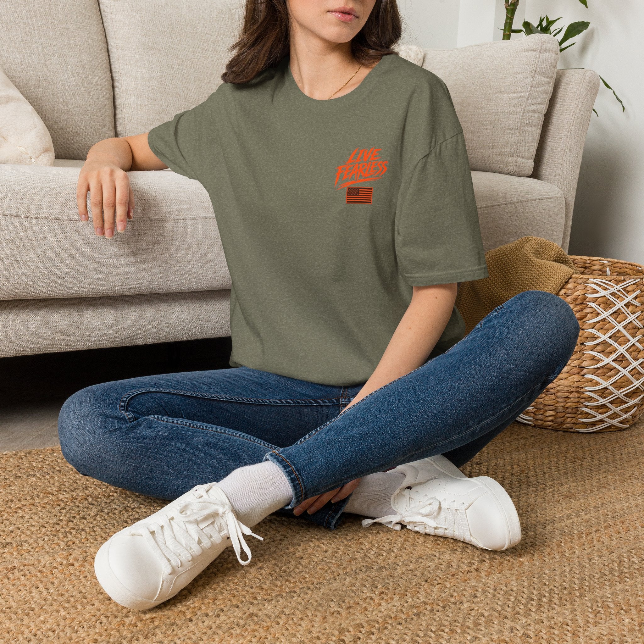 Live Fearless Ancient Warrior Skull T-Shirt - Heather Military Green / S | Ironsight Syndicate