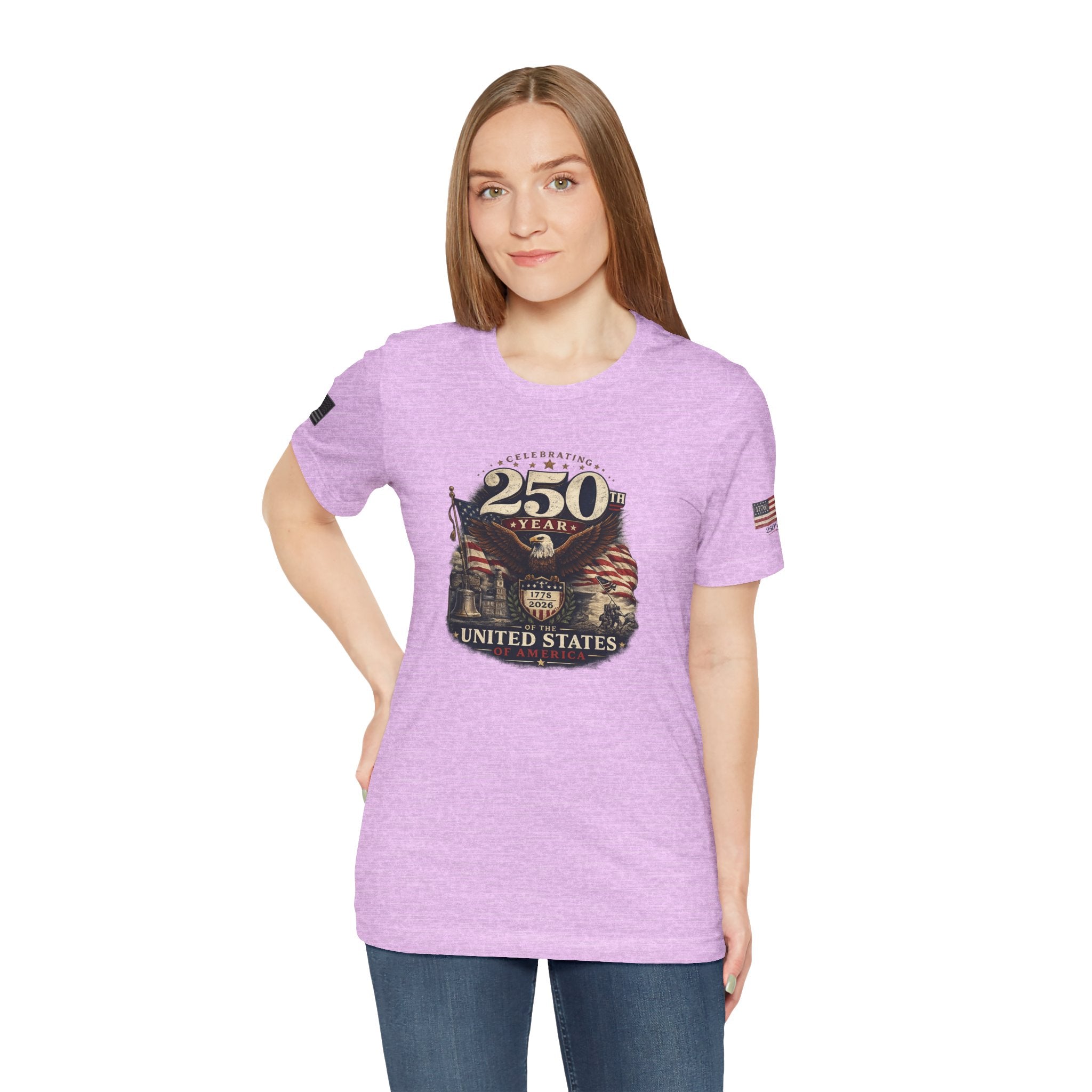 America 250th Anniversary T-Shirt | Patriotic Eagle & American Flag Shirt | 1776-2026 United States Tee front and back