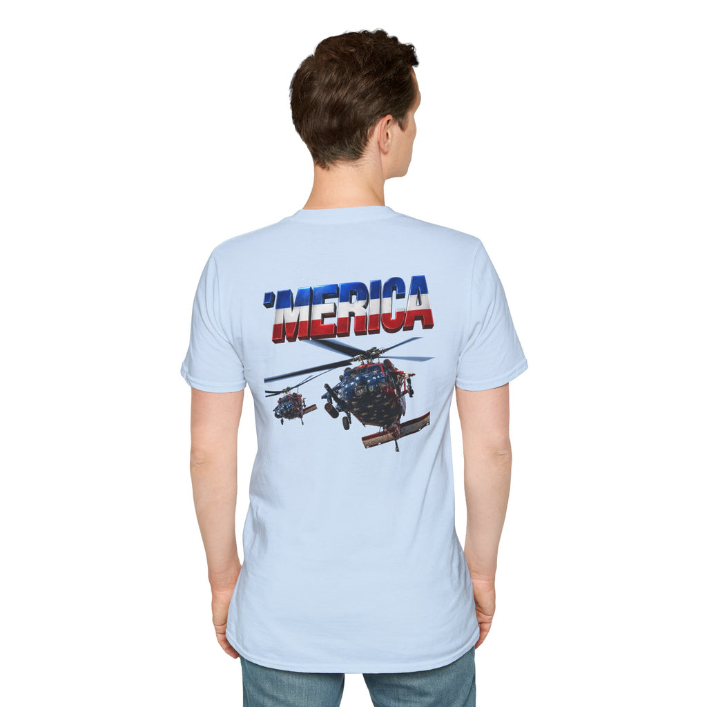 MH-60 Liberty Hawk! Patriotic Ironsight Syndicate T-Shirt | Patriotic Military Graphic Tee for Veterans & Patriots, Adult (13 and up), unisex
