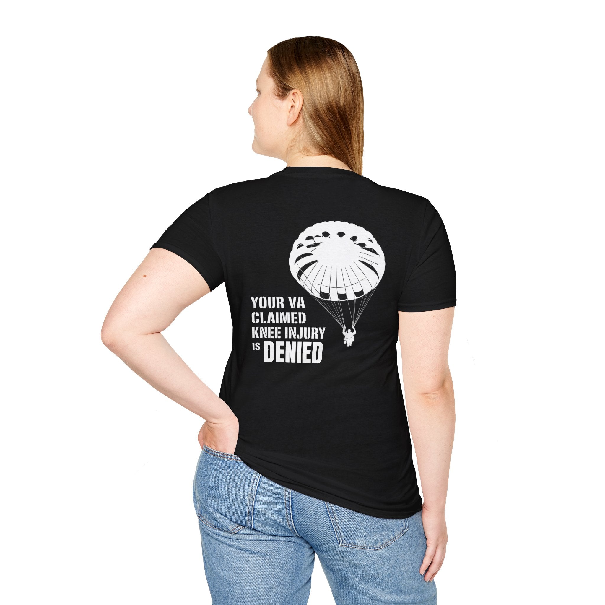 VA Knee Injury Is Denied T-Shirt (White Graphic) | Ironsight Syndicate