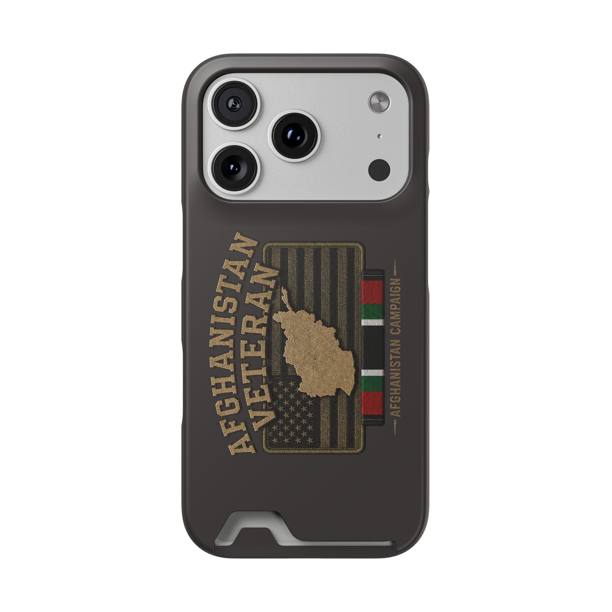 Afghanistan Veteran Phone Case with Card Holder — Military Tribute Wallet Case - iPhone 17 Pro (Matte) | Ironsight Syndicate