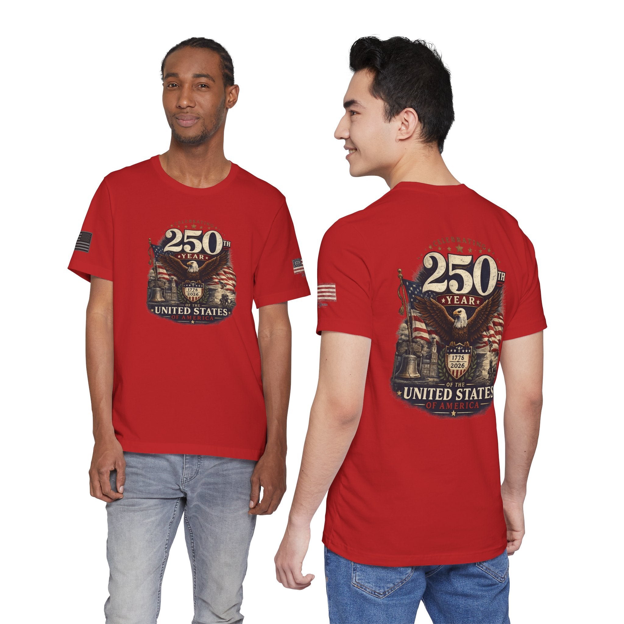 America 250th Anniversary T-Shirt | Patriotic Eagle & American Flag Shirt | 1776-2026 United States Tee front and back