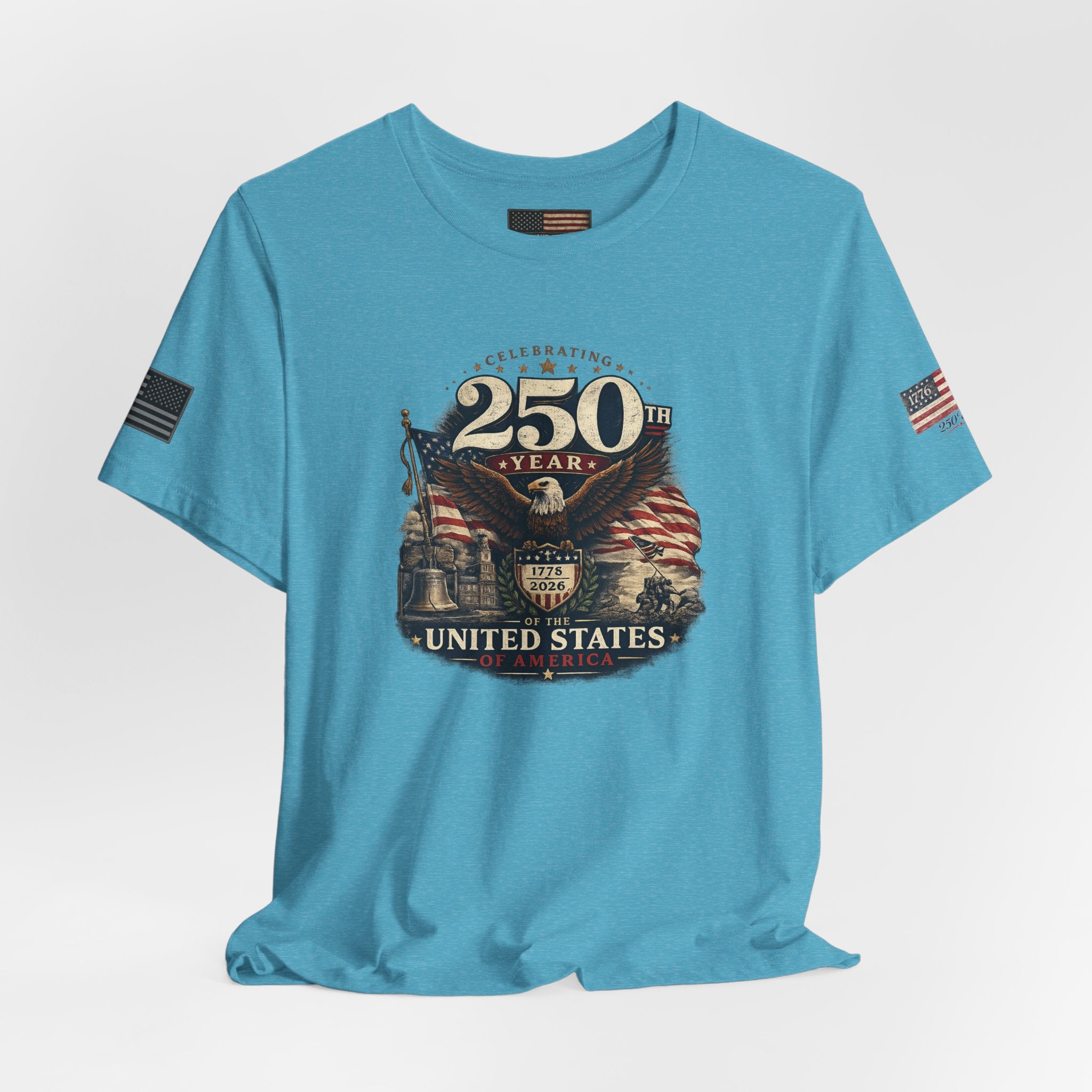 America 250th Anniversary T-Shirt | Patriotic Eagle & American Flag Shirt | 1776-2026 United States Tee front and back