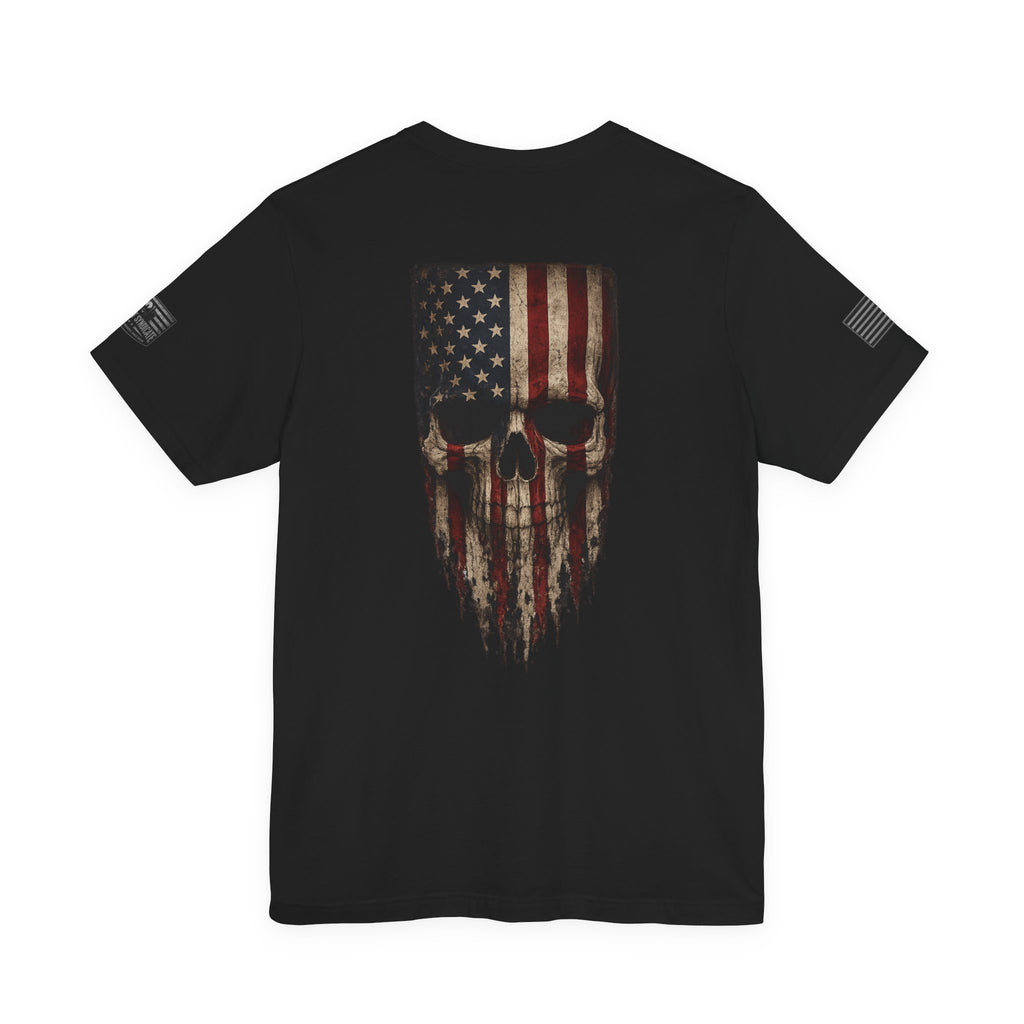 American Flag Skull T-Shirt | Patriotic Military Graphic Tee for Veterans & Patriots, Adult (13 and up), unisex