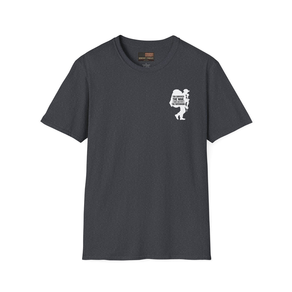 VA Knee Injury Is Denied T-Shirt (White Graphic) | Ironsight Syndicate