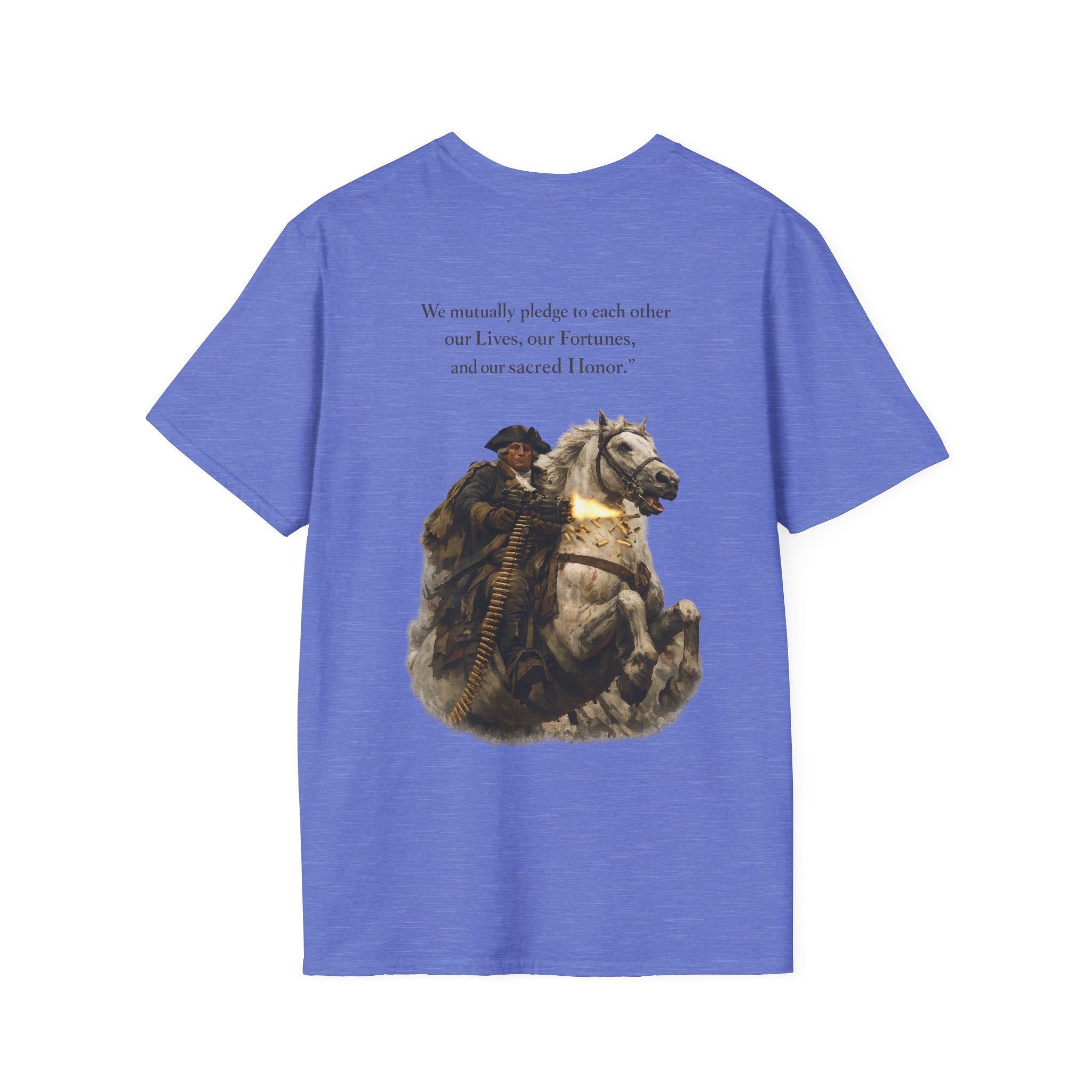Machine Gun George Washington T-Shirt | Patriotic Military Graphic Tee for Veterans & Patriots, Adult (13 and up), unisex
