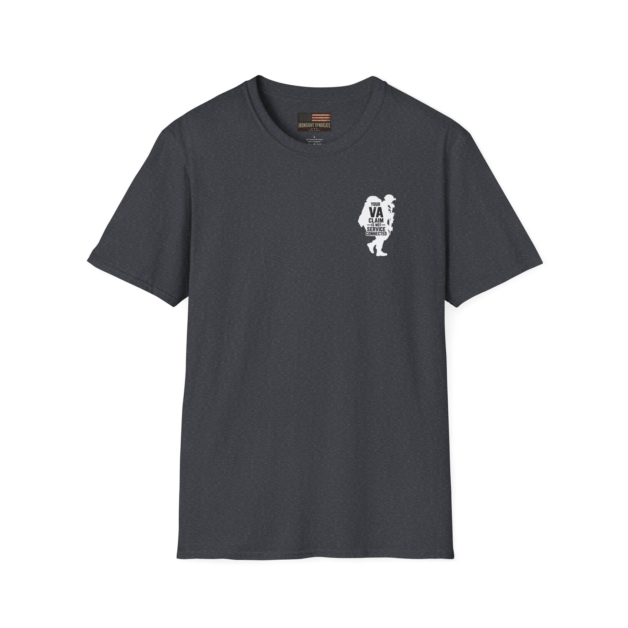 VA Knee Injury is not Service Connected T-Shirt (White Graphic) | Ironsight Syndicate