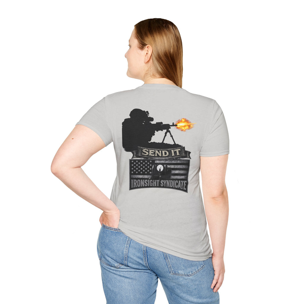 Send it 240B Gunner T-Shirt | Patriotic Military Graphic Tee for Veterans & Patriots, Adult (13 and up), unisex