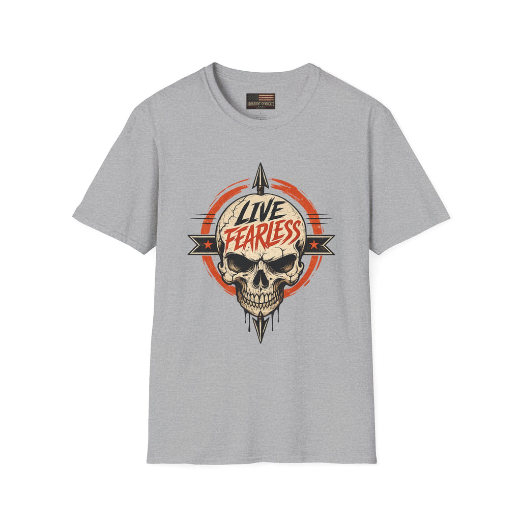 Live Fearless Skull Military T-Shirt (Front and Back) | Ironsight Syndicate