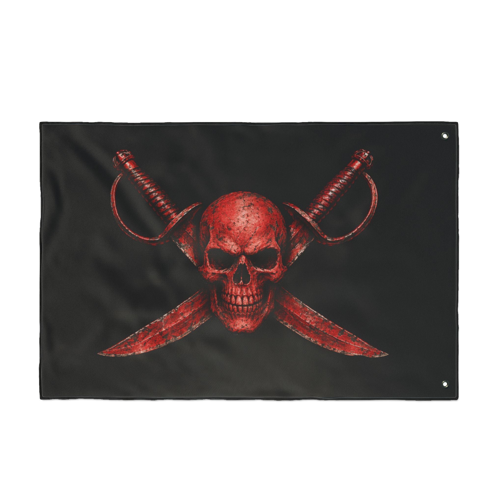Blood Red Jolly Rogers- Double-Sided Pirate Emblem Banner