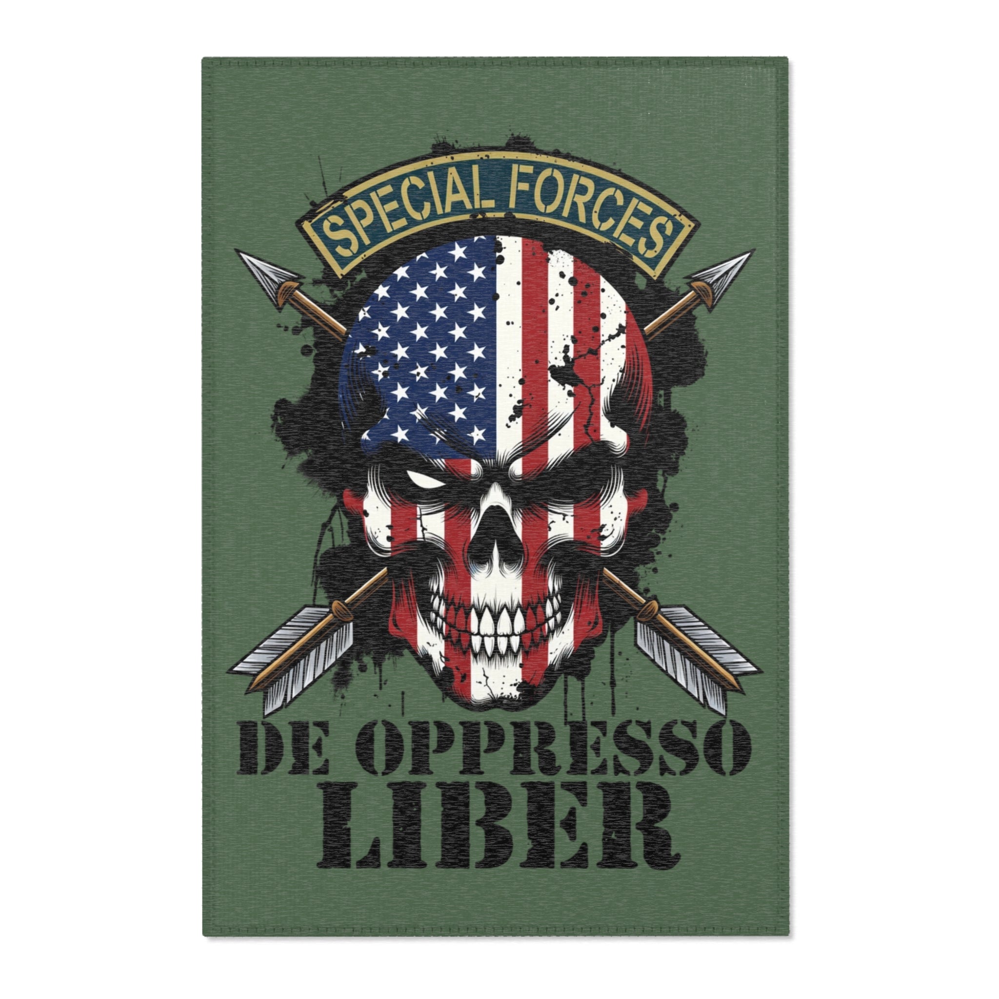 Special Forces De Oppresso Liber American Skull Area Rug — Military Home Decor — Ironsight Syndicate