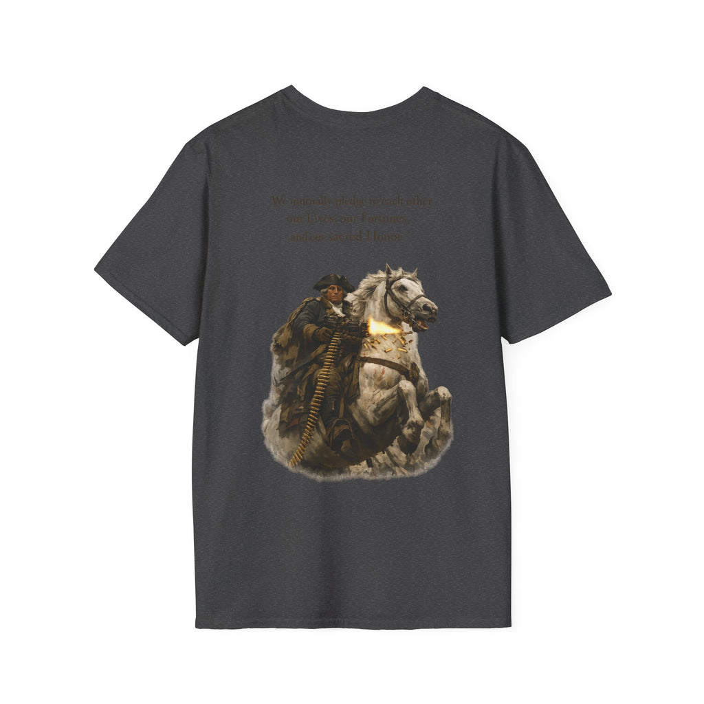 Machine Gun George Washington T-Shirt | Patriotic Military Graphic Tee for Veterans & Patriots, Adult (13 and up), unisex