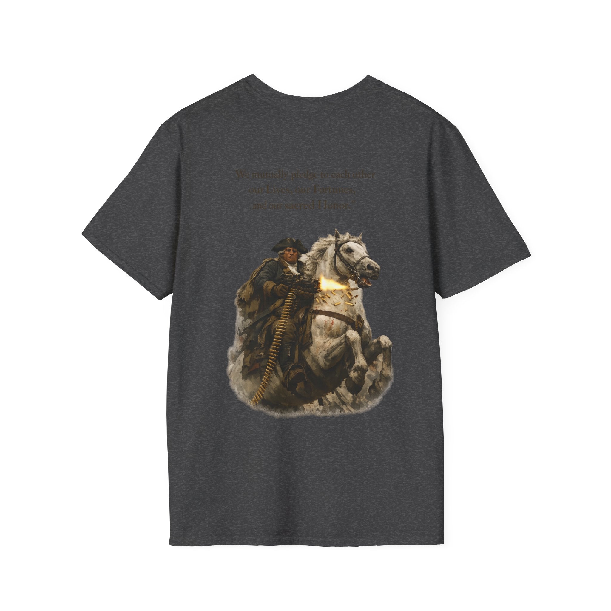 Machine Gun George Washington T-Shirt | Patriotic Military Graphic Tee for Veterans & Patriots, Adult (13 and up), unisex