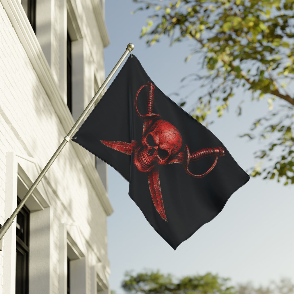 Blood Red Jolly Rogers- Double-Sided Pirate Emblem Banner